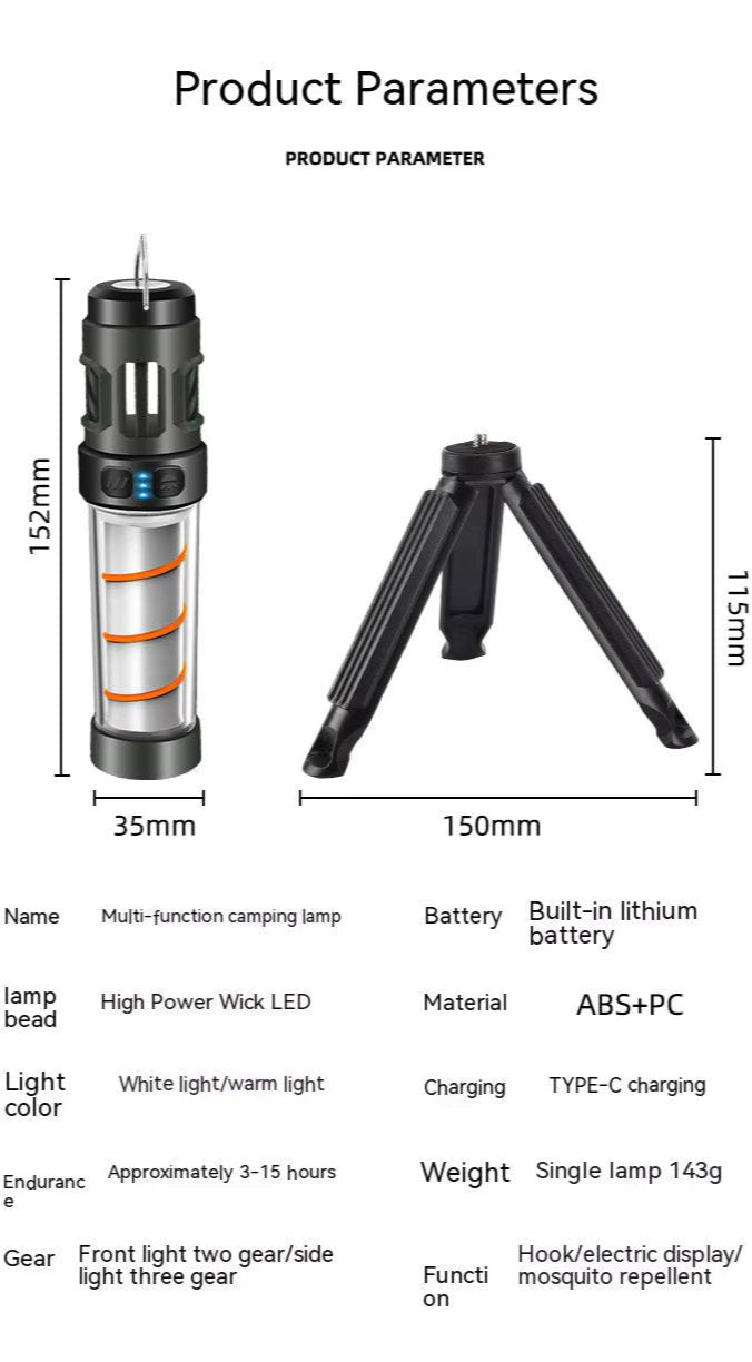 Lámpara Repelente de Mosquitos 3 en 1 con Luz LED