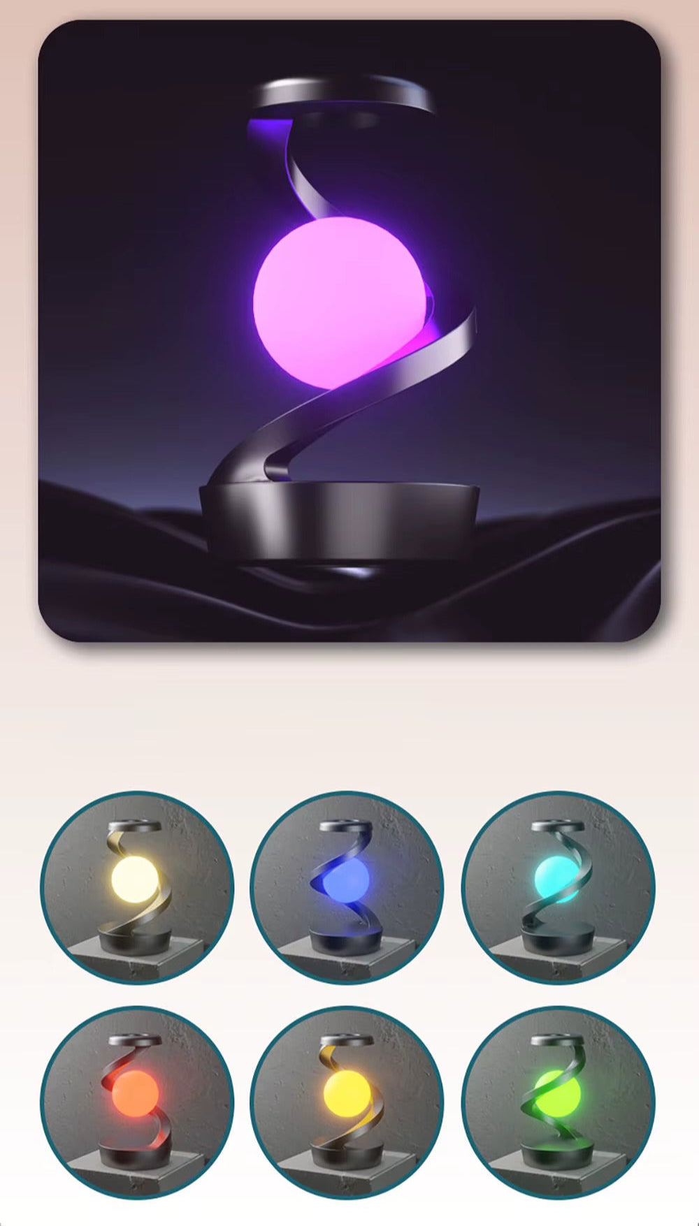 Lámpara de Mesa Flotante con Carga Inalámbrica y Rotación 360°