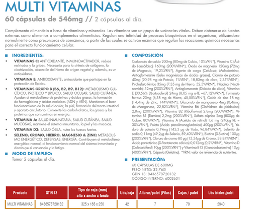 Multivitaminas 60 Cápsulas – Energía, Inmunidad y Bienestar