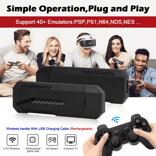 Consola Game Stick X2 Plus con Doble Mando Inalámbrico - Diversión Retro 4K en tu Pantalla